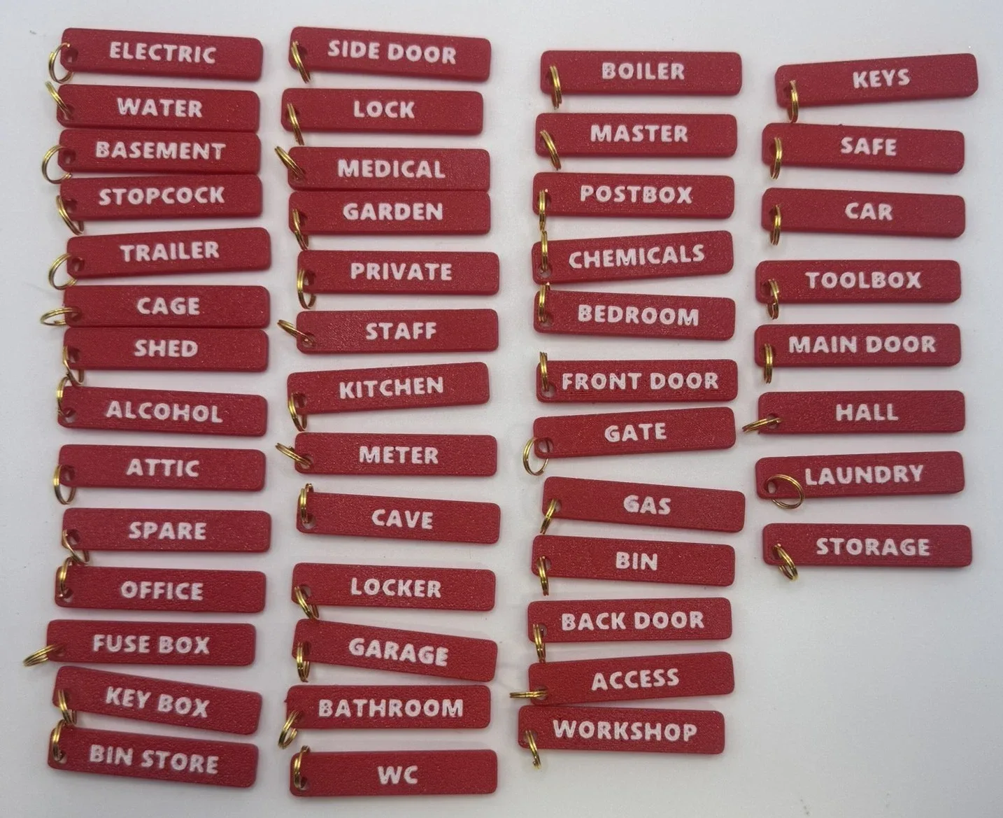 PETG Key Organiser Tags with 10mm Hanging Hole