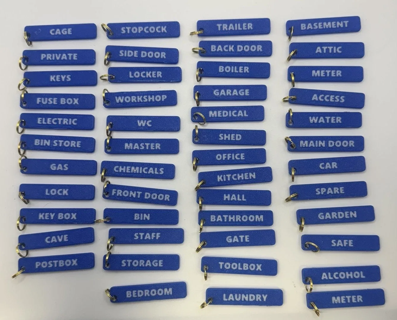 PETG Key Organiser Tags with 10mm Hanging Hole